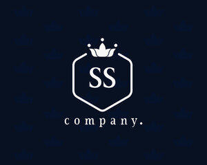 Wall Mural - Elegant letter SS crown logo vector template. Graceful typographic emblem. Creative vintage sign for book design, brand name, business card, restaurant, boutique, hotel, cafe, identity, label, badge.
