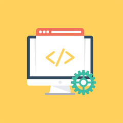 
Flat design programming, coding and web development 
