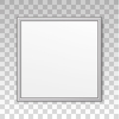 Wall Mural - square frame picture photo. silver mockup on wall. mock up framed. modern blank boarder with shadow.