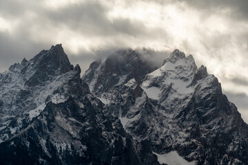 Canvas Print - Dark clouds over mountains