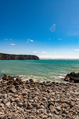 Sunny day at a stone beach