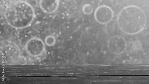 Cuadros en Lienzo A Rough Wooden Plank, Showing an Acute Angle of the Expansion Gap of the Timber Surface for a Product Display, with a Circular Bokeh Background