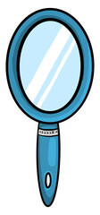 Sticker - Blue oval hand mirror,illustration,vector on white background