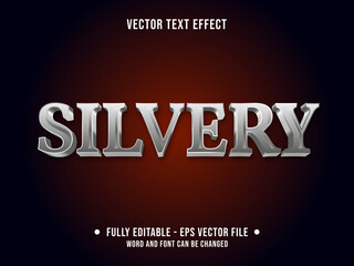 Wall Mural - Editable text effect - Silvery silver gradient color style
