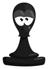 Sticker - Black pawn , illustration, vector on white background