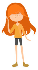 Poster - Girl with red hair , illustration, vector on white background