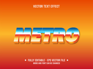 Wall Mural - editable text effect - metro chrome retro orange color gradient style