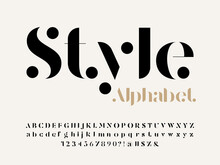 Modern Serif Alphabet Design With Uppercase, Lowercase, Numbers And Symbol