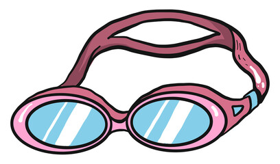 Sticker - Pink swimming glasses, illustration, vector on white background