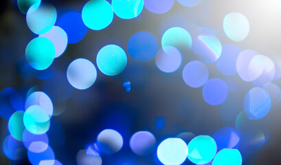 Blue bokeh light background with defocused,  New year background design celebration concept