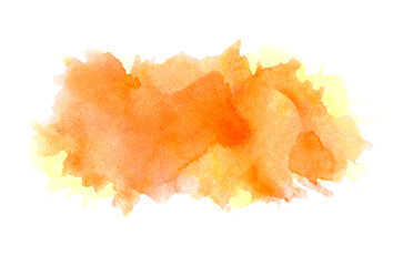 Wall Mural - orange watercolor paint of splashes on white.