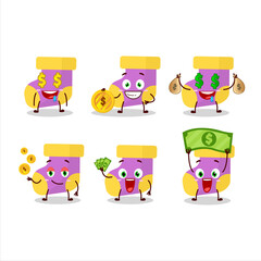 Poster - Baby purple socks cartoon character with cute emoticon bring money