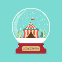 Circus tent in Merry christmas glass ball