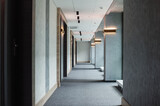 Fototapeta  - gray modern corridor with lighting