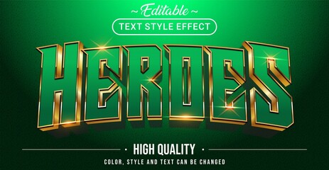 Wall Mural - 3d modern green and golden outline text effect - editable text effect