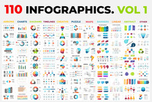 110 Vector Infographics Vol 1. Presentation Templates Includes 11 Categories From Maps, Diagrams Or Banners To Timelines, Arrows And Creative.