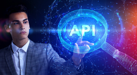 API - Application Programming Interface. Software development tool. Business, modern technology, internet and networking concept.