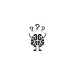 © Ne Mariya - Black brain character with hands, legs and question marks.