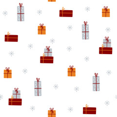Wall Mural - seamless pattern with christmas gift boxes. vector