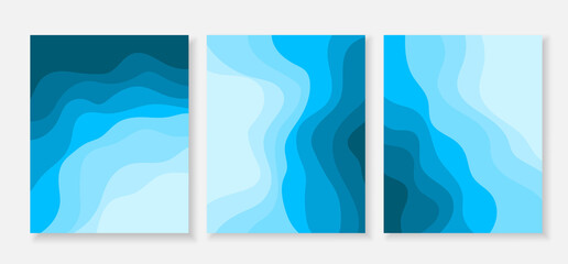 blue wave flowing curve ocean banner collection set abstract background vector illustration.