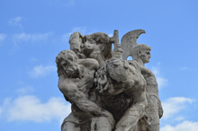 Closeup Of A Sculpture On Ponte Vittorio Emanuele II Bridge In Rome, Italy