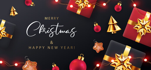 2021, 3d, background, banner, black, border, boxes, bright, brochure, card, celebration, christmas, color, cover, decor, decoration, design, festive, flyer, frame, gift, golden, greeting, happy, holid