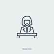 Vector outline icon of legal proceedings - prosecutor woman