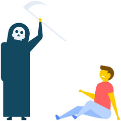 
Zombie axe murder prank, flat vector icon 
