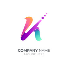 K Logo Wave Water Bubbles. Colorful Initial Letter Logo Design