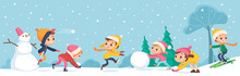 Little Girl Running From Snowball Free Stock Photo - Public Domain Pictures