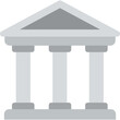 
A flat icon of a building with three pillars, architectural design of bank
