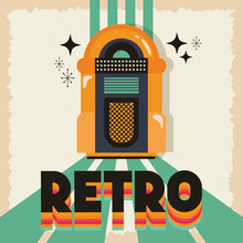 Poster Retro Style With Music Jukebox