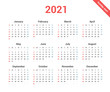 © ctrlaplus - Calendar 2021 simple style week starts on Sunday.
