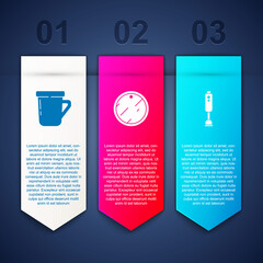 Sticker - Set Coffee cup, Cutting board and Blender. Business infographic template. Vector.