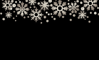 Wall Mural - Silver textured snowflakes border