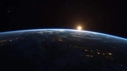 beautiful sunrise skyline. planet earth in space. some elements are from nasa