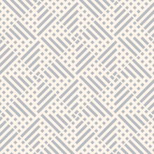 Abstract Vector Geometric Seamless Pattern With Squares, Lines, Grid, Net. Simple Light Gray Geometrical Texture. Stylish Intricate Background. Modern Repeat Tileable Design For Decor, Print, Textile