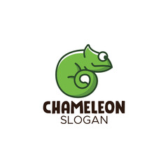 Wall Mural - Cute chameleon logo design mascot