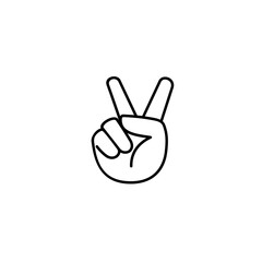 Wall Mural - peace hand sign line icon. clipart image isolated on white background.