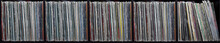 Collection Of Old Vinyl Records. Long Banner