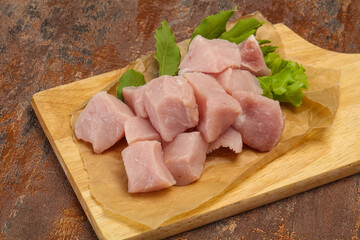 Raw fresh pork meat cube