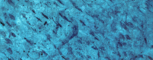 Wall Mural - blue turquoise watercolor abstract textural background. a universal basis for creativity. simple drawing, bold strokes of dark paint, diagonal lines, with spots and dots