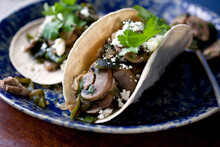 Close Up Of Mushroom And Poblano Tacos