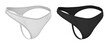 © StudioIlanP - 3d illustration of female tanga panties. Women's underwear in black and white. Mock-up, blank template.