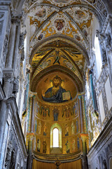 Canvas Print - interior Basilica Cathedral of the Transfiguration in the Byzantine Arab-Norman style Cefalu Italy