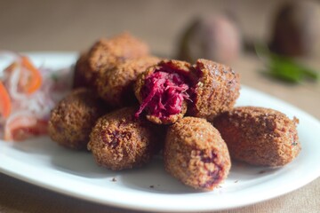 Wall Mural - Homemade vegetarian healthy beetroot cutlet