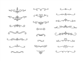 Wall Mural - eelegant hand drawn flower ornament text dividers, arrows swirls, scrolls and laurel design elements