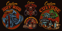 A Bundle Of Vintage Illustrations For Hot Rod Theme, These Designs Can Be Used As Perfect Shirt Prints As Well As For Other Uses.