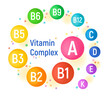 © Rudzhan - Colorful vitamin complex with glossy balls for infographics, science articles, medicine and health magazines. Colored vector illustration
