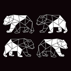 Geometric bear walking. Vector seamless pattern illustration.